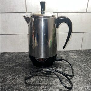 Farberware Superfast Silver and Black Coffee Percolator. Exc condition.